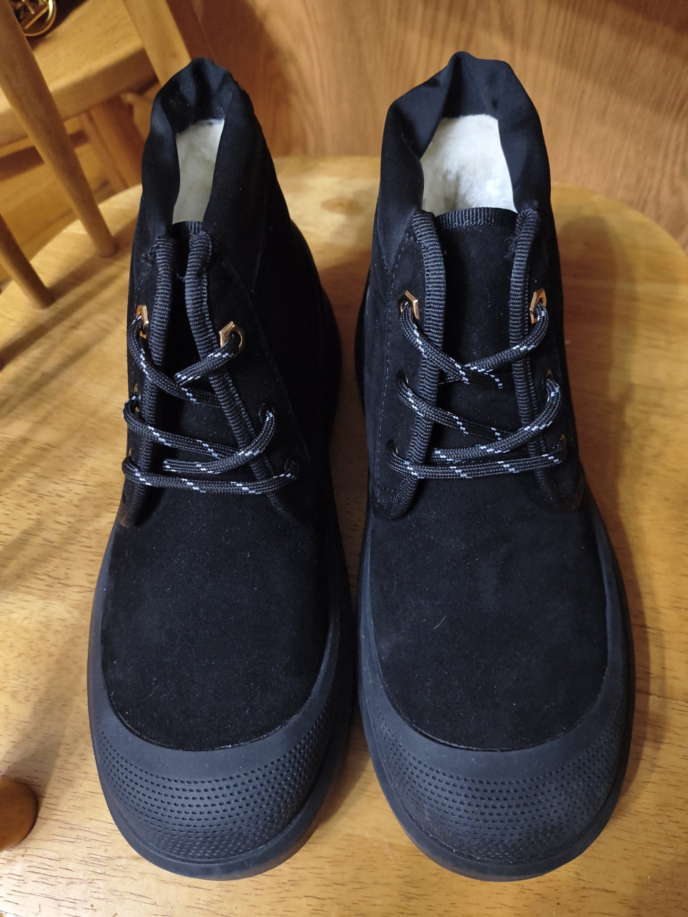 Black Suede Lace-Up Ankle Boots